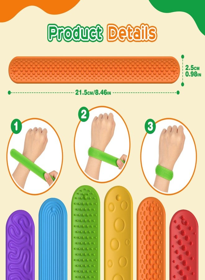 DODOLOL Slap Bracelets Textured Silicone Fidget Bracelet for Autism,ADHD,Anxiety Relief Sensory Calming Tools Special Needs Must Haves,Autistic Classroom Toys,Autisma Relieve Stress for Kids Adults 6 Pack - Image 4